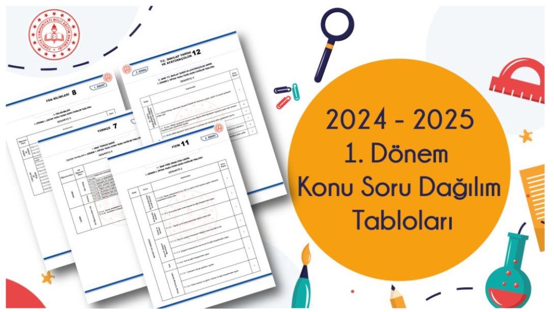 İLİMİZ 2024-2025 EĞİTİM-ÖĞRETİM YILI 1. DÖNEM KONU-SORU DAĞILIM TABLOLARI YAYINLANDI